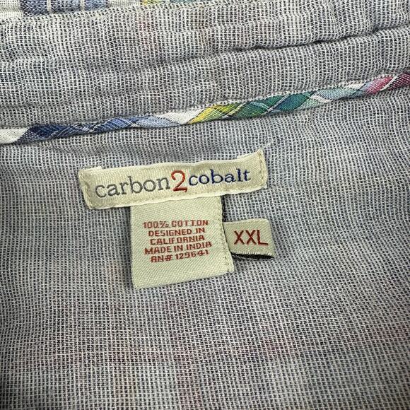 Carbon2Cobalt Shirt Mens XXL Multicolor Rainbow Plaid Cotton Button Up Casual - Picture 3 of 7